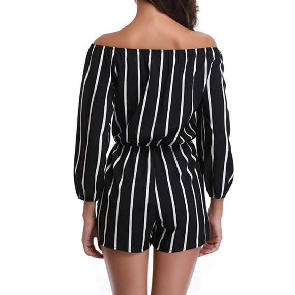 Womens "Molly" Off The Shoulder Mid Rise Romper - Picture 6 of 7